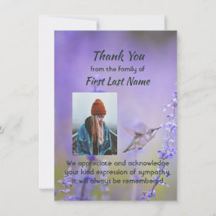 Memorial  Hummingbird Lavender Thank you