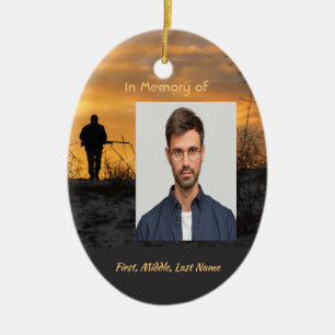 Memorial  Hunter Hunting Stalking Game  Ceramic Ornament