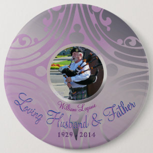 Memorial Image Mauve 6 Inch Round Button
