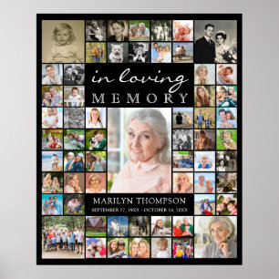 Memorial IN LOVING MEMORY 61 Photo Collage Black Poster