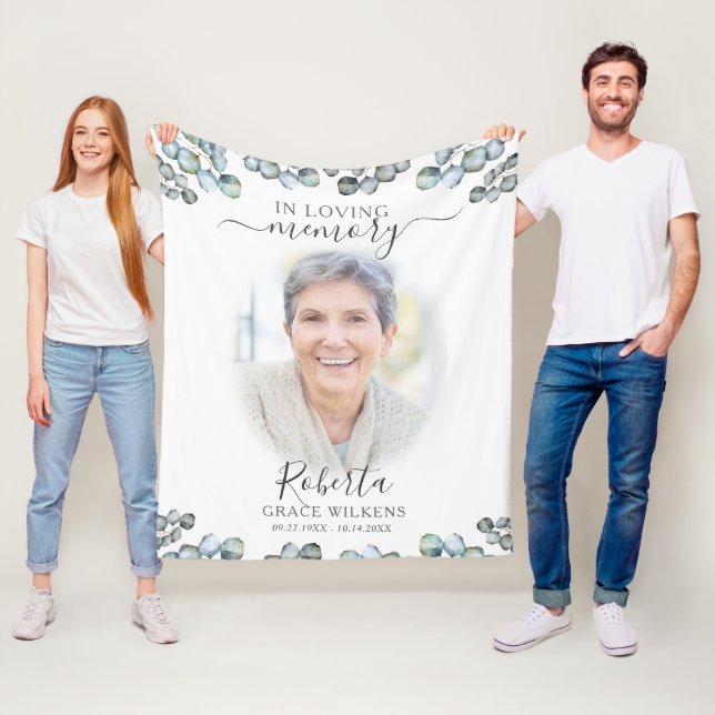 Memorial IN LOVING MEMORY Botanical Photo Fleece Blanket (In Situ)