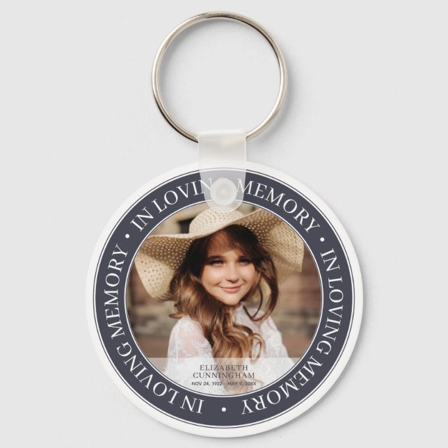 Memorial In Loving Memory Classic Custom Photo Keychain (Front)
