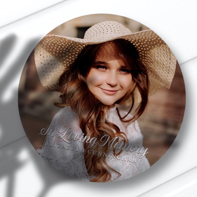 Memorial In Loving Memory Classic Elegant Photo 2 Inch Round Button (Creator Uploaded)