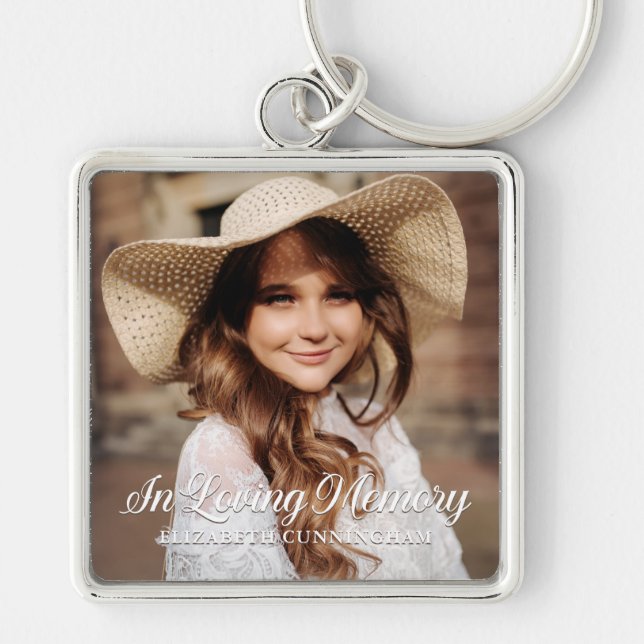 Memorial In Loving Memory Classic Elegant Photo Keychain (Front)