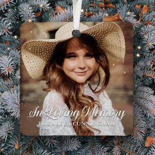Memorial In Loving Memory Classic Elegant Photo Metal Ornament