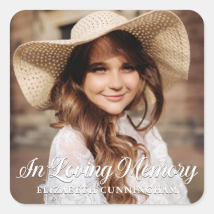 Memorial In Loving Memory Classic Elegant Photo Square Sticker