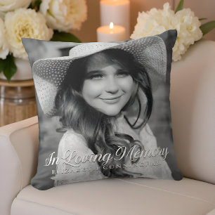 Memorial In Loving Memory Classic Elegant Photo Throw Pillow