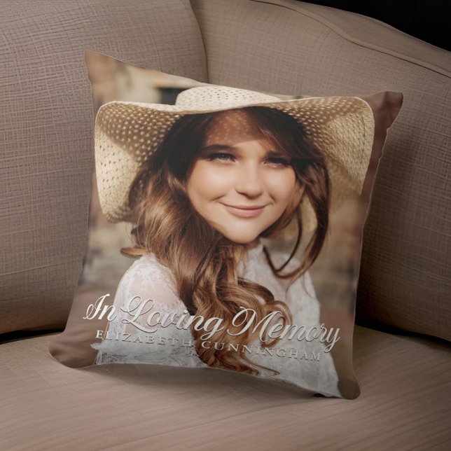 Memorial In Loving Memory Classic Elegant Photo Throw Pillow (Creator Uploaded)