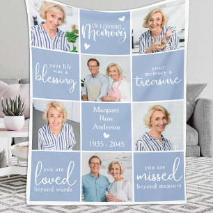 Memorial IN LOVING MEMORY Custom 6 Multi Photo Fleece Blanket