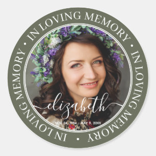 Memorial In Loving Memory Elegant Classic Photo Round Sticker