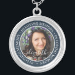 Memorial In Loving Memory Elegant Classic Photo Silver Plated Necklace<br><div class="desc">This simple and classic design is composed of serif typography and add a custom photo.</div>
