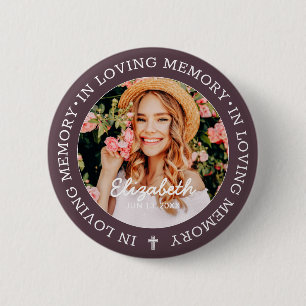 Memorial In Loving Memory Modern Cross Photo 2 Inch Round Button