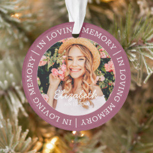 Memorial In Loving Memory Modern Custom Photo Ornament