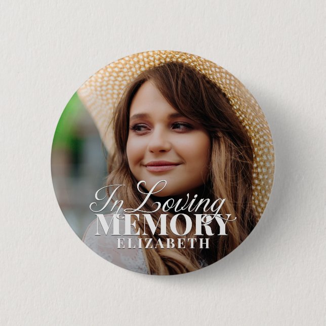 Memorial In Loving Memory Modern Elegant Photo 2 Inch Round Button (Front)
