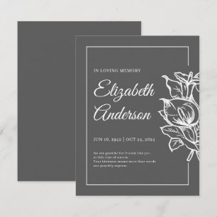 Memorial In Loving Memory Modern Foliage Botanical Thank You Card