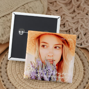 Memorial In Loving Memory Modern Heart Photo 2 Inch Square Button