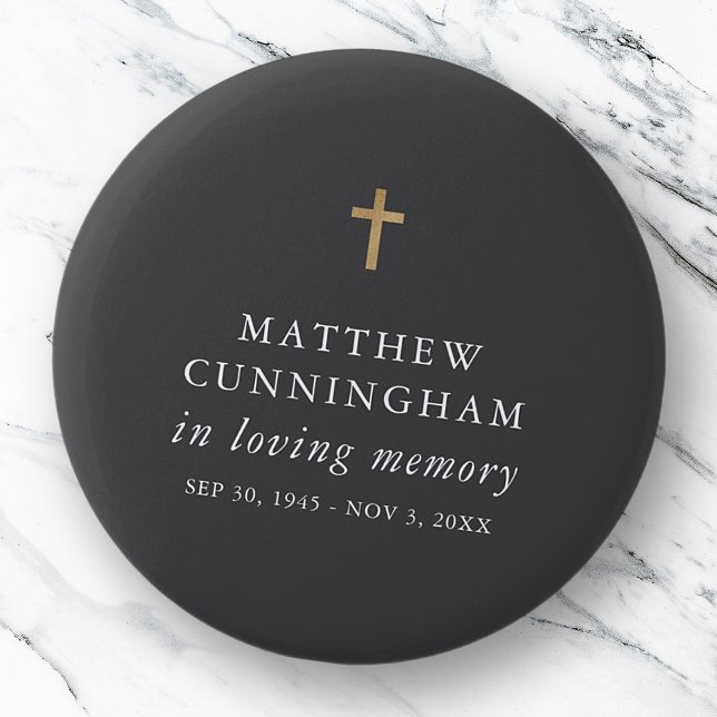 Memorial In Loving Memory Modern Simple Cross 2 Inch Round Button (Creator Uploaded)