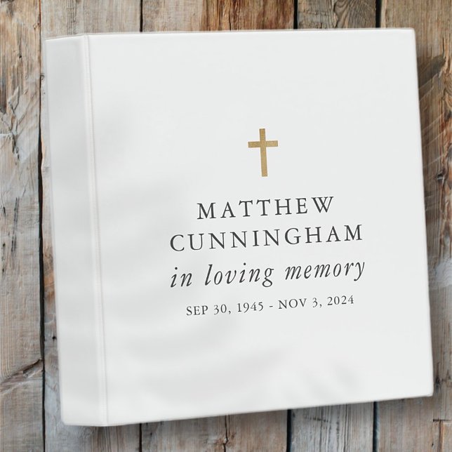 Memorial In Loving Memory Modern Simple Cross Binder (Creator Uploaded)