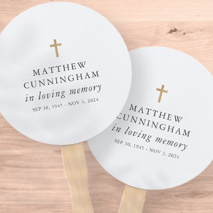Memorial In Loving Memory Modern Simple Cross Hand Fan
