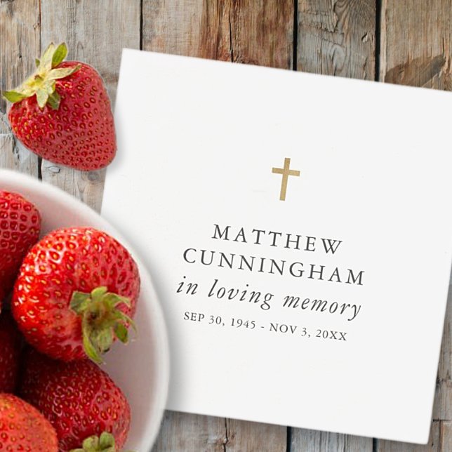 Memorial In Loving Memory Modern Simple Cross Napkin (Creator Uploaded)