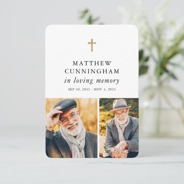 Memorial In Loving Memory Modern Simple Prayer Thank You Card (Standing Front)