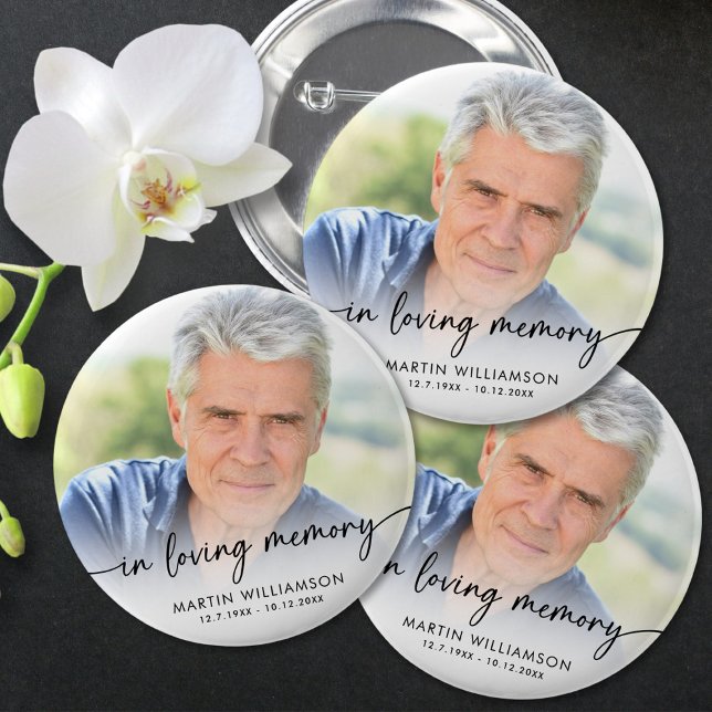 Memorial In Loving Memory Photo Personalized 2 Inch Round Button (Creator Uploaded)