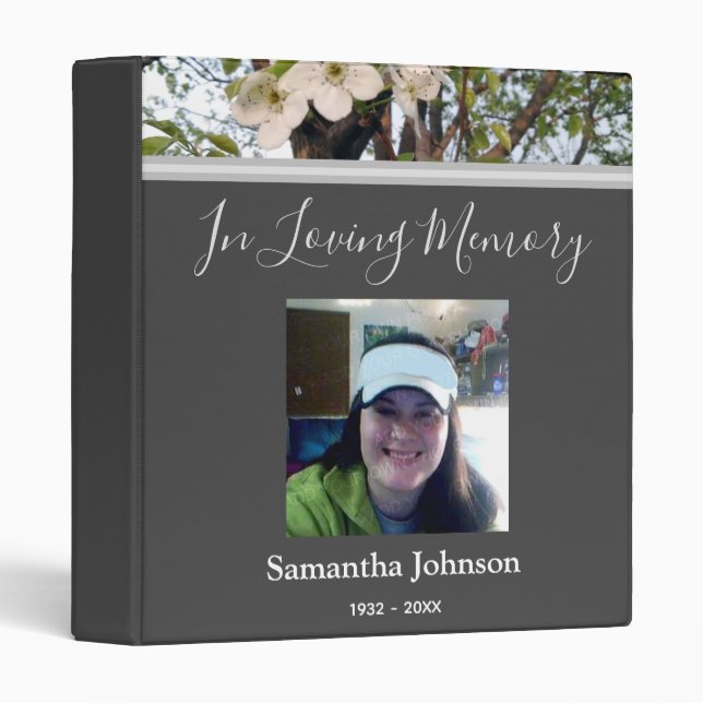 Memorial In Loving Memory Photo Spring Blossoms Binder (Front/Spine)