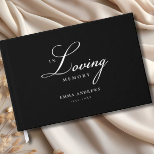 Memorial "In Loving memory" SilverFoil, Black Guest Book