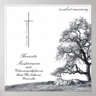 Memorial in silent mourning - tree on meadow poster