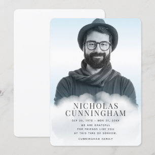 Memorial In the Clouds Modern Classic Simple Photo Thank You Card