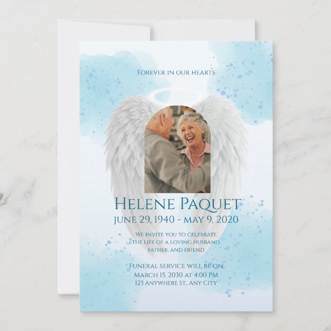 Memorial Invitation Template – Angel Design (Devant)