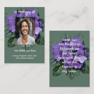 Memorial Keepsake African Violet Business Card