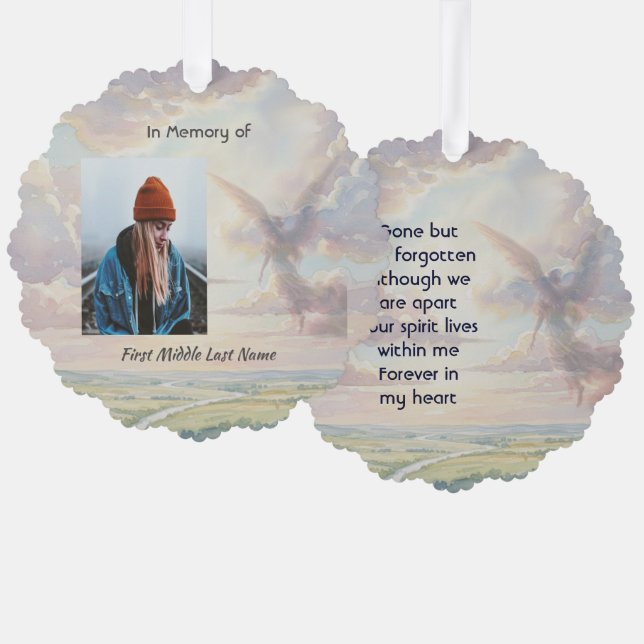 Memorial Keepsake Angel Sky Clouds Ornament Card (Front/Back)