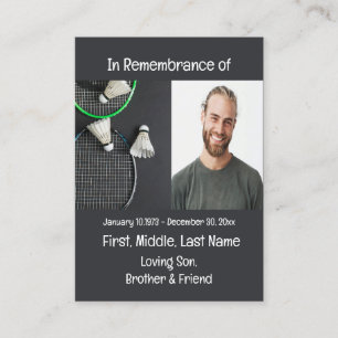 Memorial Keepsake Badminton Business Card