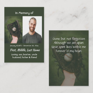 Memorial Keepsake Baseball Game Player Business Card