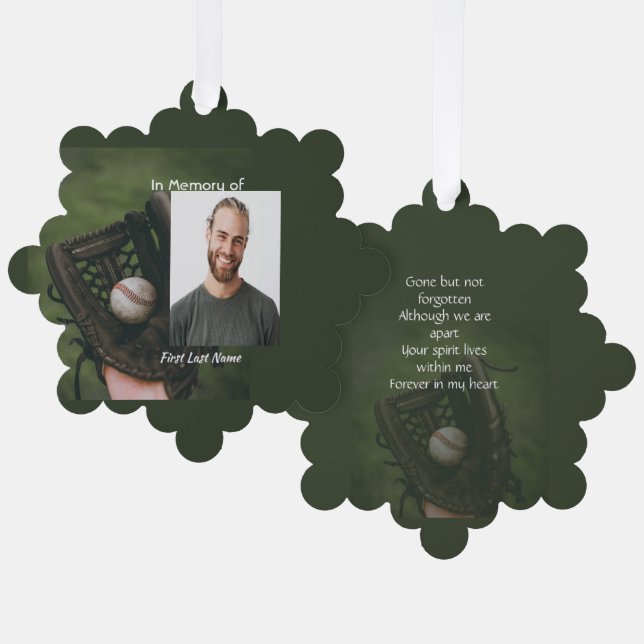 Memorial Keepsake Baseball Game Player  Ornament Card (Front/Back)