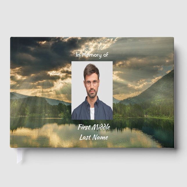 Memorial Keepsake Beautiful Lake Beach  Guest Book (Front)