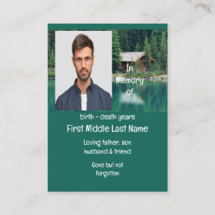 Memorial Keepsake Beautiful Lake Cabin Business Card
