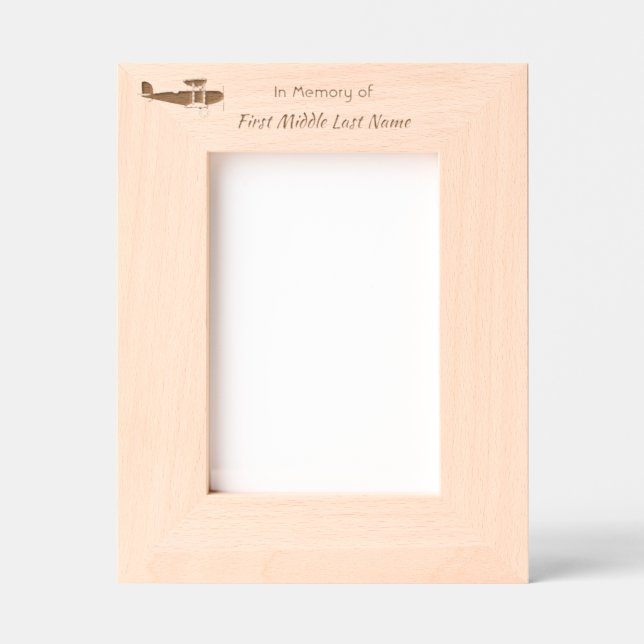 Memorial keepsake Biplane  Pilot Flying Sunset Etched Frames (Front)