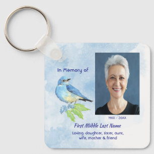 Memorial Keepsake Bluebird Garden Bird  Keychain