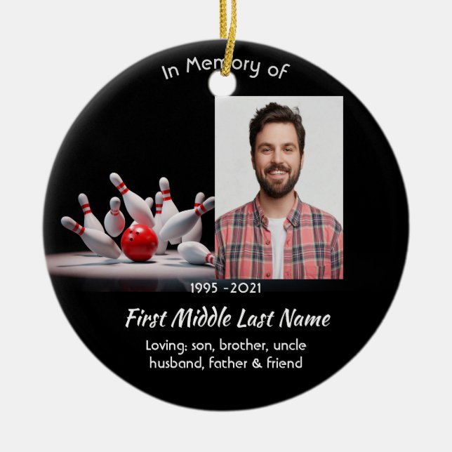  Memorial Keepsake Bowling Bowler Ceramic Ornament (Front)