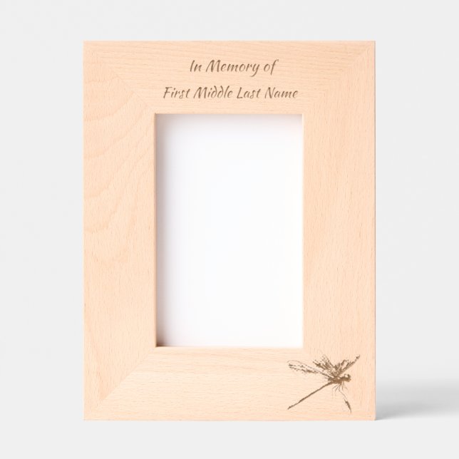 Memorial Keepsake  Card Dragonfly Dewdrops Etched Frames (Front)
