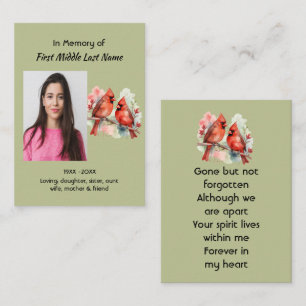 Memorial Keepsake Cardinal Bird Business Card