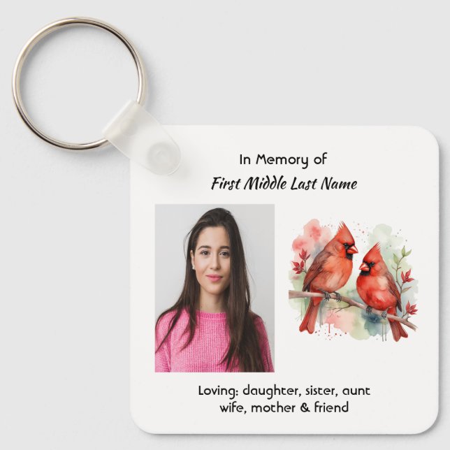  Memorial Keepsake Cardinal Bird Keychain (Front)
