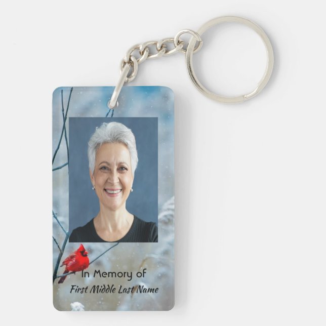  Memorial  Keepsake Cardinal Red Bird  Keychain (Back)