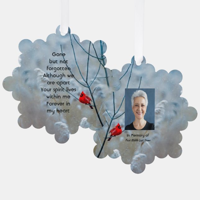  Memorial  Keepsake Cardinal Red Bird  Ornament Card (Front/Back)