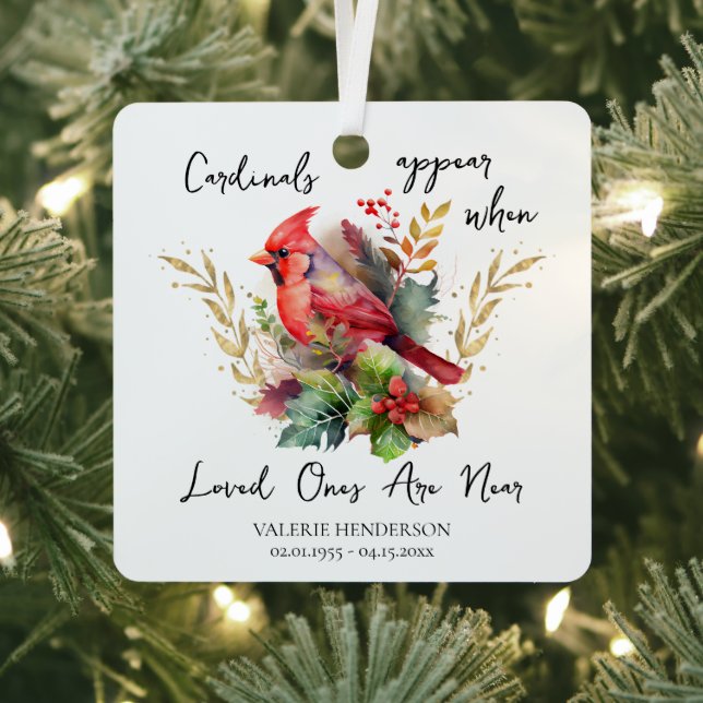  Memorial Keepsake Cardinals Appear Metal Ornament (Insitu)