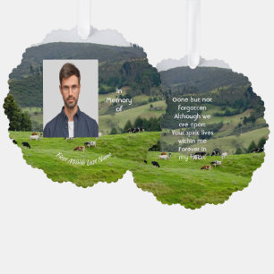 Memorial Keepsake Cattle Farm Landscape  Ornament Card