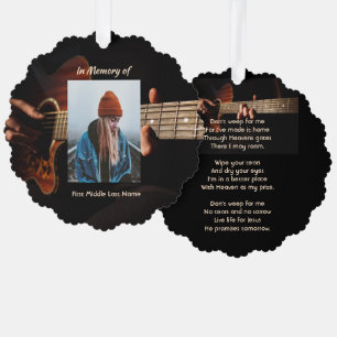 Memorial Keepsake Christian Music Guitar  Ornament Card