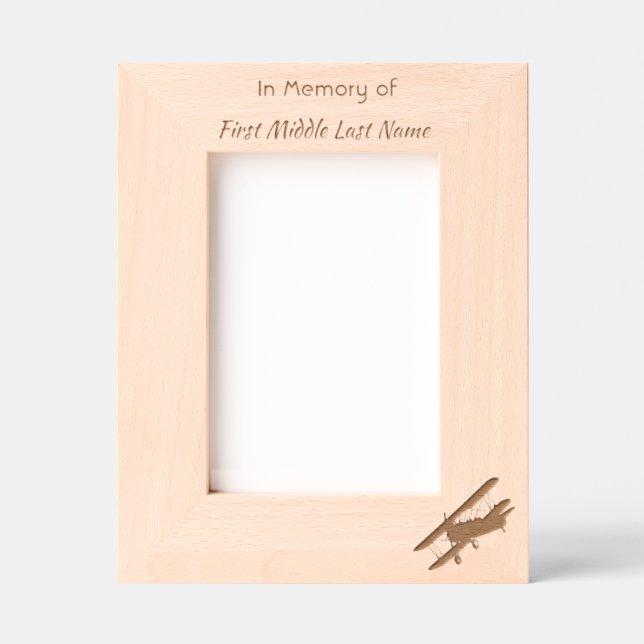 Memorial Keepsake  Clouds Biplane Sky Etched Frames (Front)